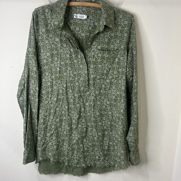 CARVE DESIGNS Sawyer Twill Shirt Olive Bandana Green Size Medium - Picture 4 of 16
